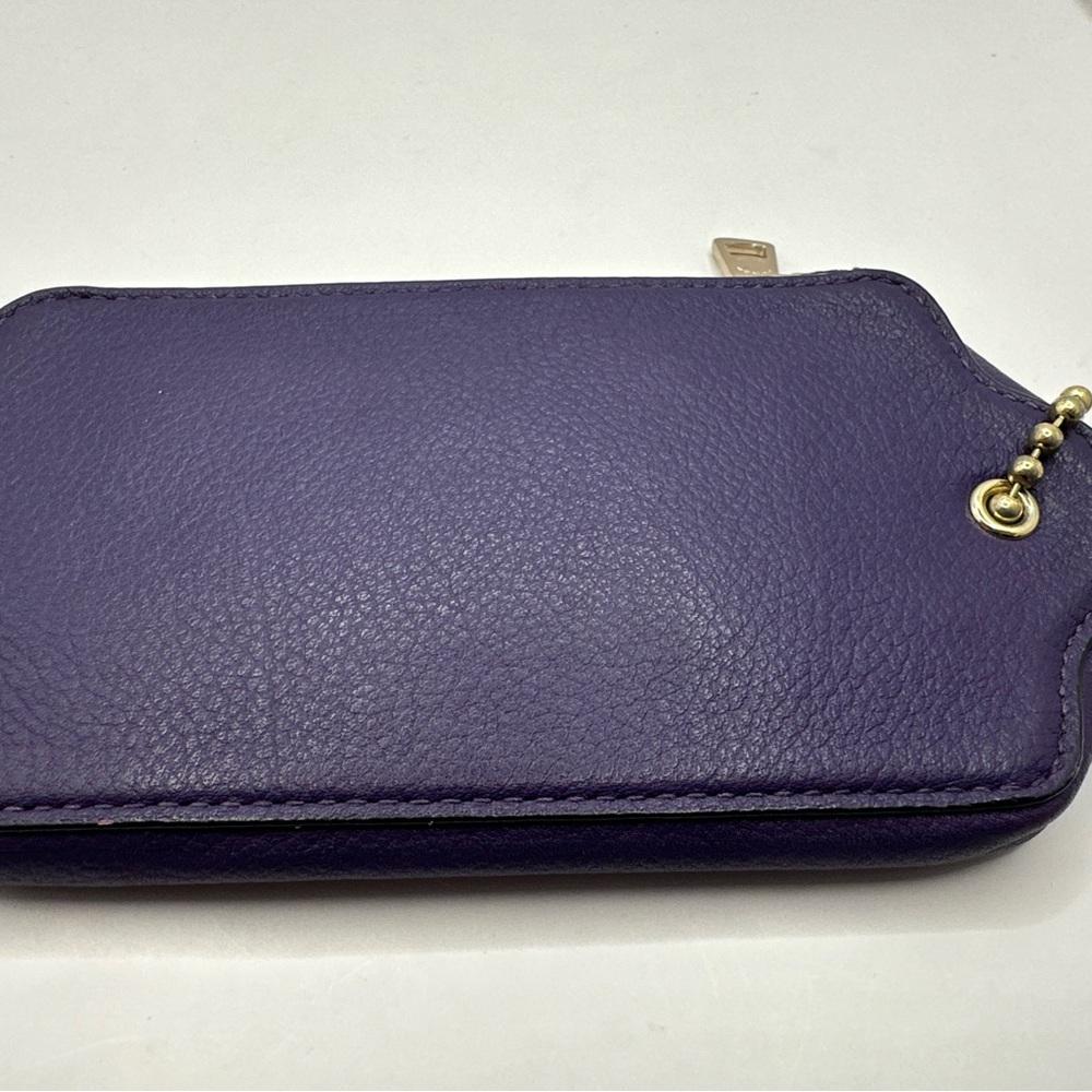 Coach New York Purple Leather Wristlet Pouch - Picture 10 of 14